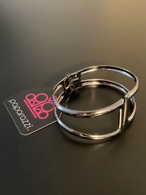 Paparazzi Polished Silver Double-Band Cuff Bracelet